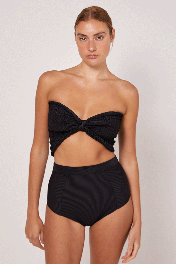 Le Buns Multi wear Bandeau Strapless Bikini Black Size 6 20 LE BUNS